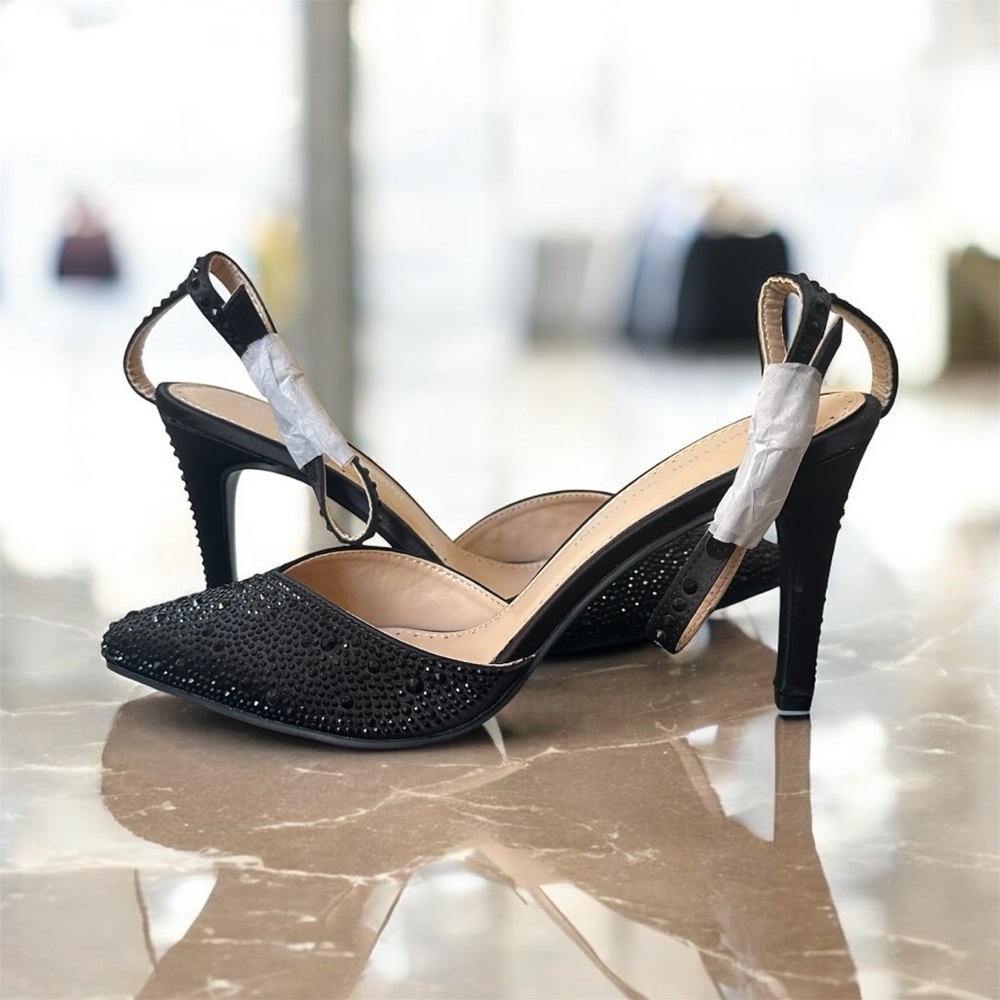 Adrienne Vittadini Black Rhinestone Heels
